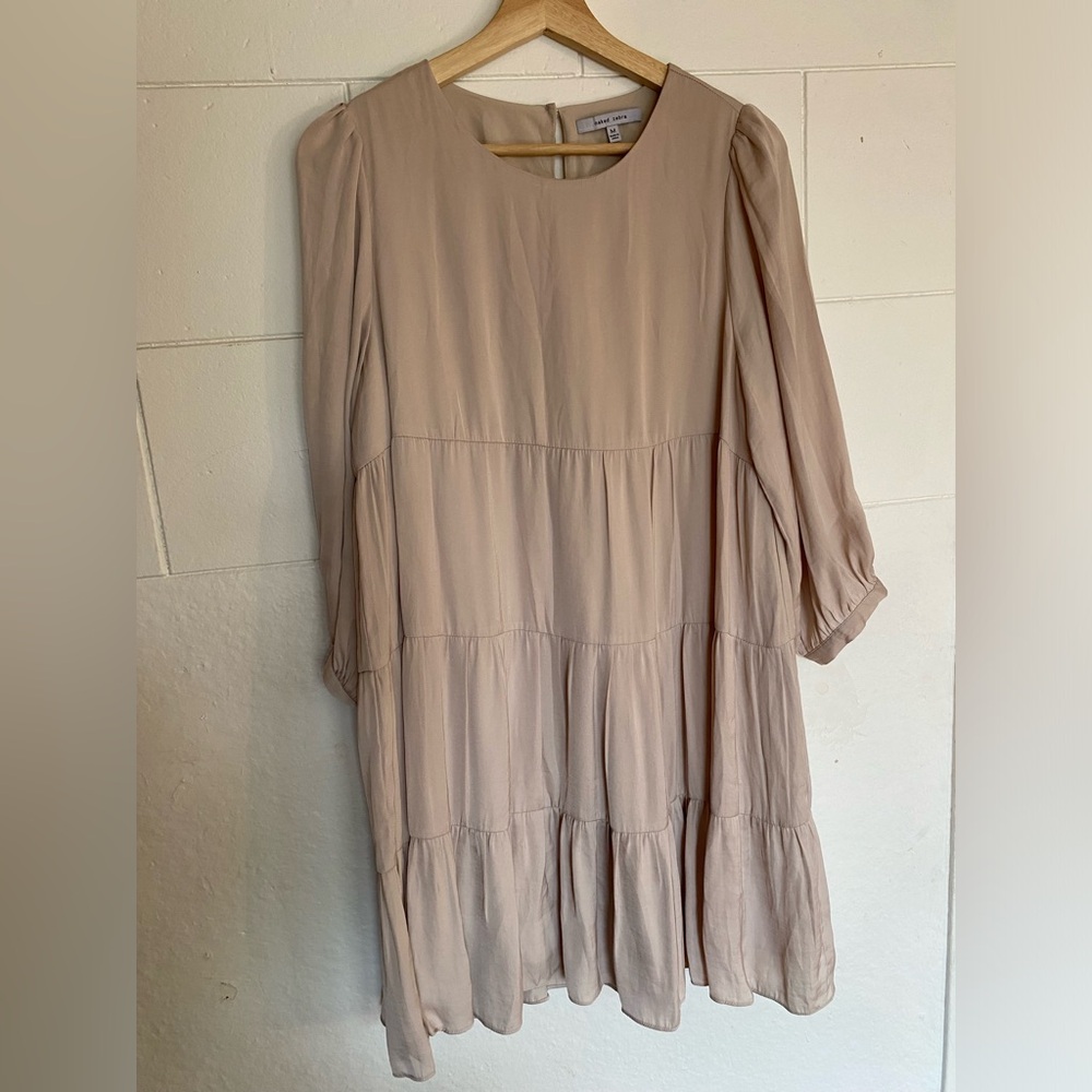 Naked Zebra size M tiered dress, satin finish, soft pink fabric